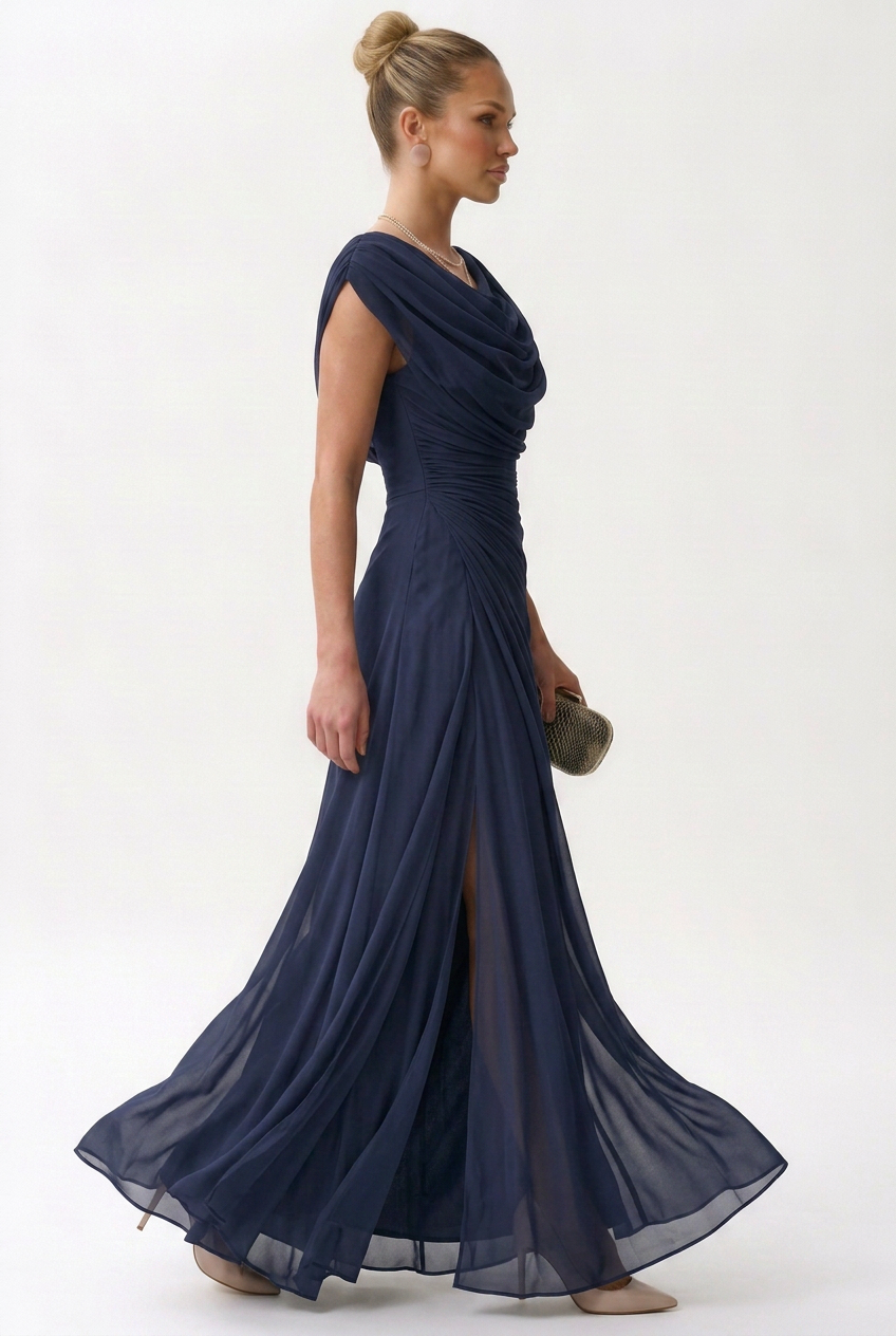 Women's Maxi Dress - Sleeveless Polyester Evening Dress