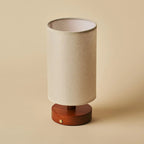 Ben Chestnut Brown Wooden Table Lamp | Cordless, Linen Blend & Up to 100 Hours of Light