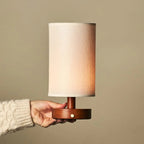 Ben Chestnut Brown Wooden Table Lamp | Cordless, Linen Blend & Up to 100 Hours of Light