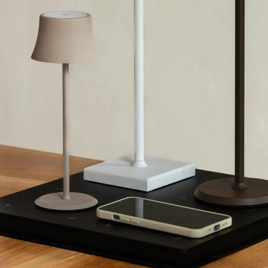 Sarphati Mini Mocha Brown Cordless Lamp | Wireless Charging via Charging Station, Dimmable & 3 Light Modes