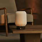 Alba Dark Brown – Emperador Dark Marble Rechargeable Table Lamp | Wireless, 3 Light Colors & Dimmable