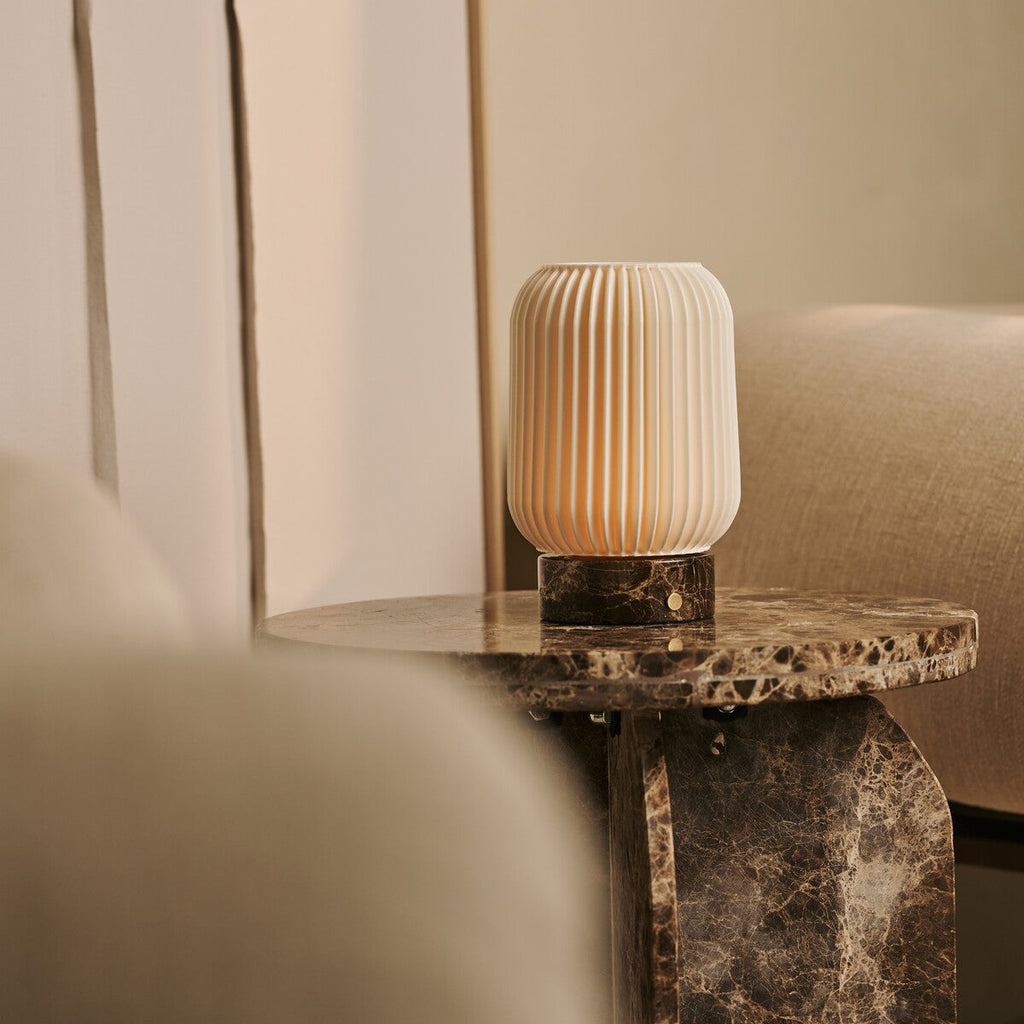 Alba Dark Brown – Emperador Dark Marble Rechargeable Table Lamp | Wireless, 3 Light Colors & Dimmable