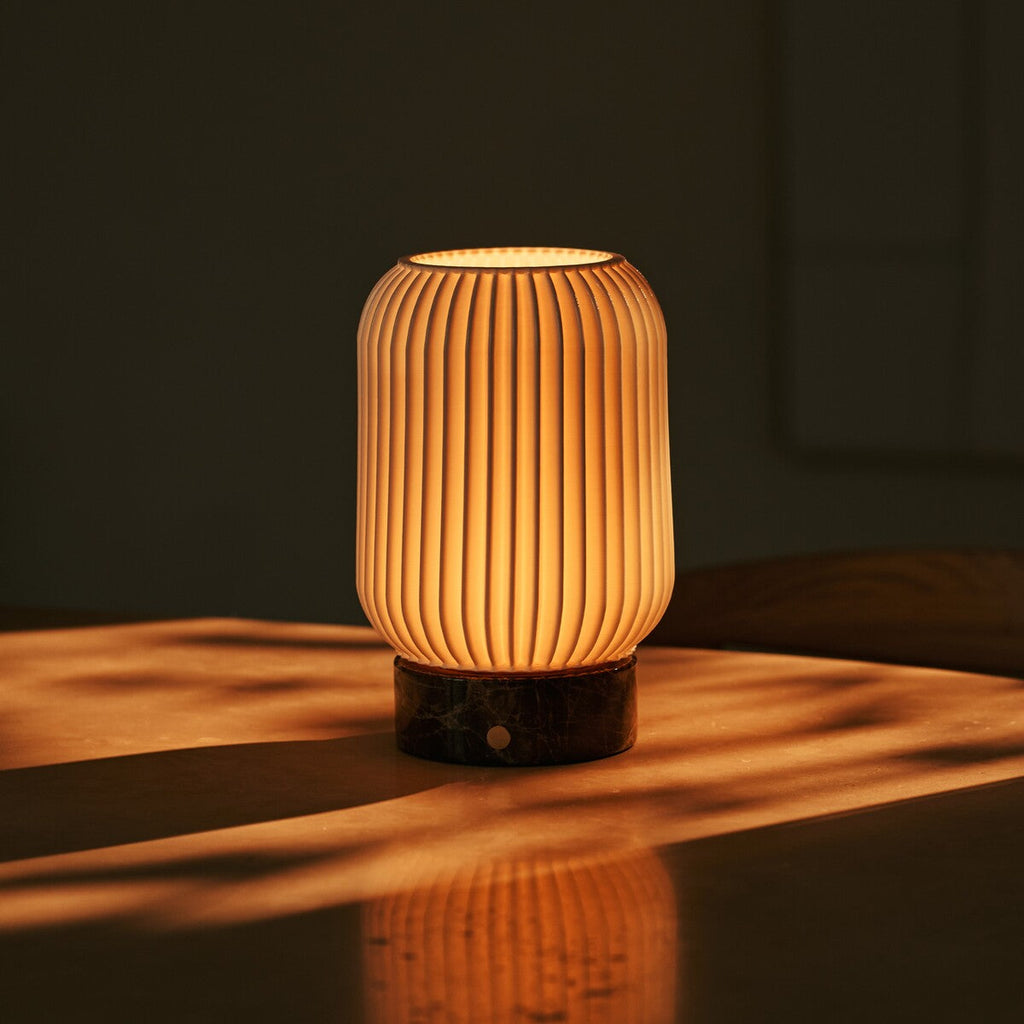 Alba Dark Brown – Emperador Dark Marble Rechargeable Table Lamp | Wireless, 3 Light Colors & Dimmable