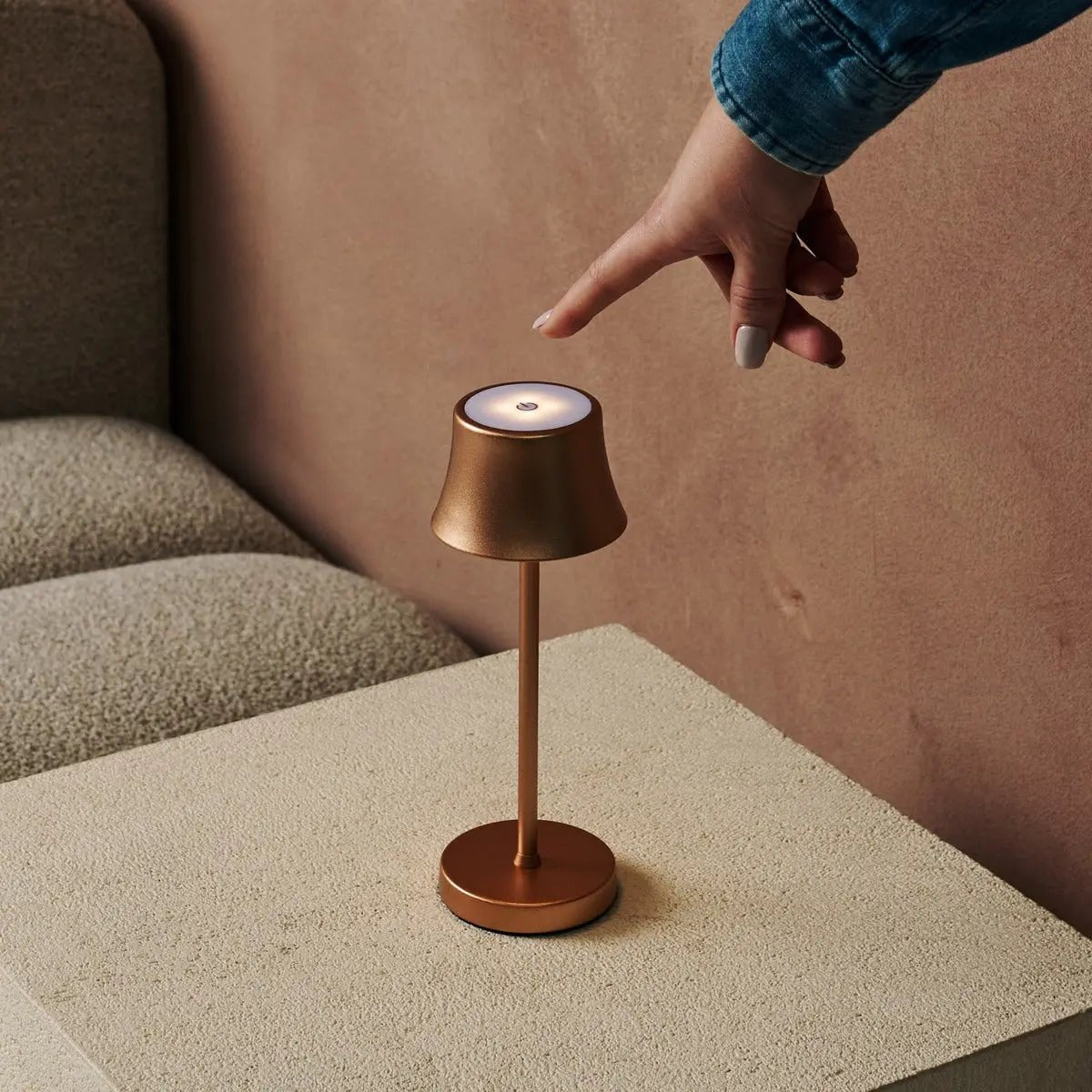 The Pipe Mini Copper Rechargeable Table Lamp | Cordless Rechargeable, Dimmable & 3 Light Modes