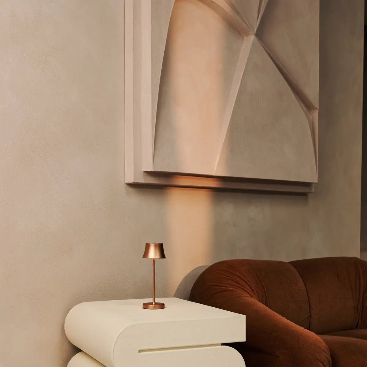 The Pipe Mini Copper Rechargeable Table Lamp | Cordless Rechargeable, Dimmable & 3 Light Modes