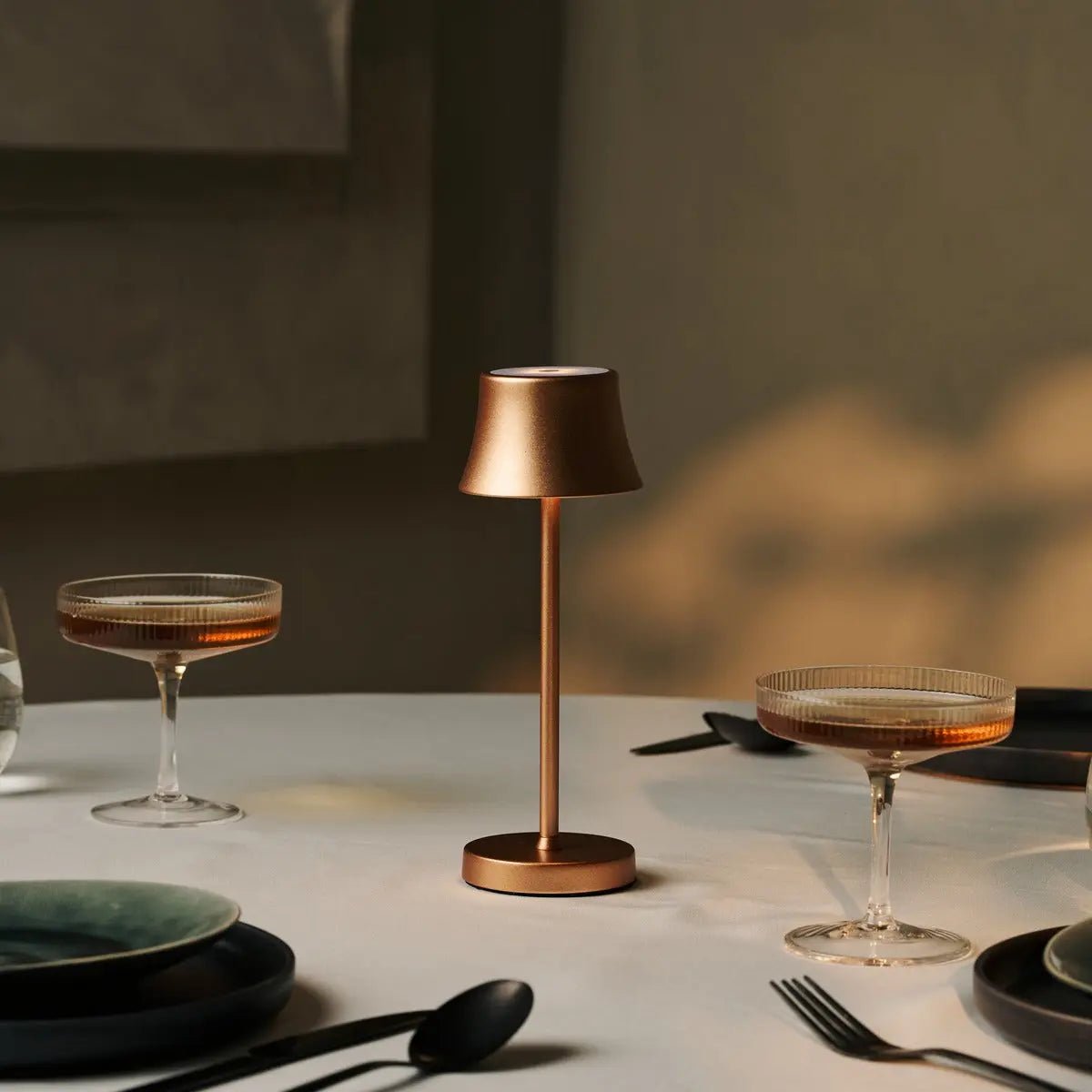 The Pipe Mini Copper Rechargeable Table Lamp | Cordless Rechargeable, Dimmable & 3 Light Modes
