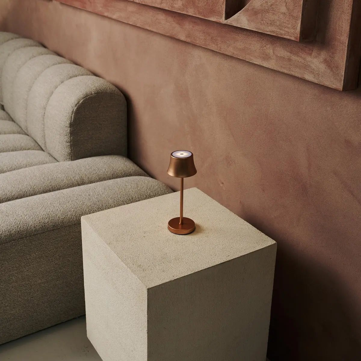 The Pipe Mini Copper Rechargeable Table Lamp | Cordless Rechargeable, Dimmable & 3 Light Modes