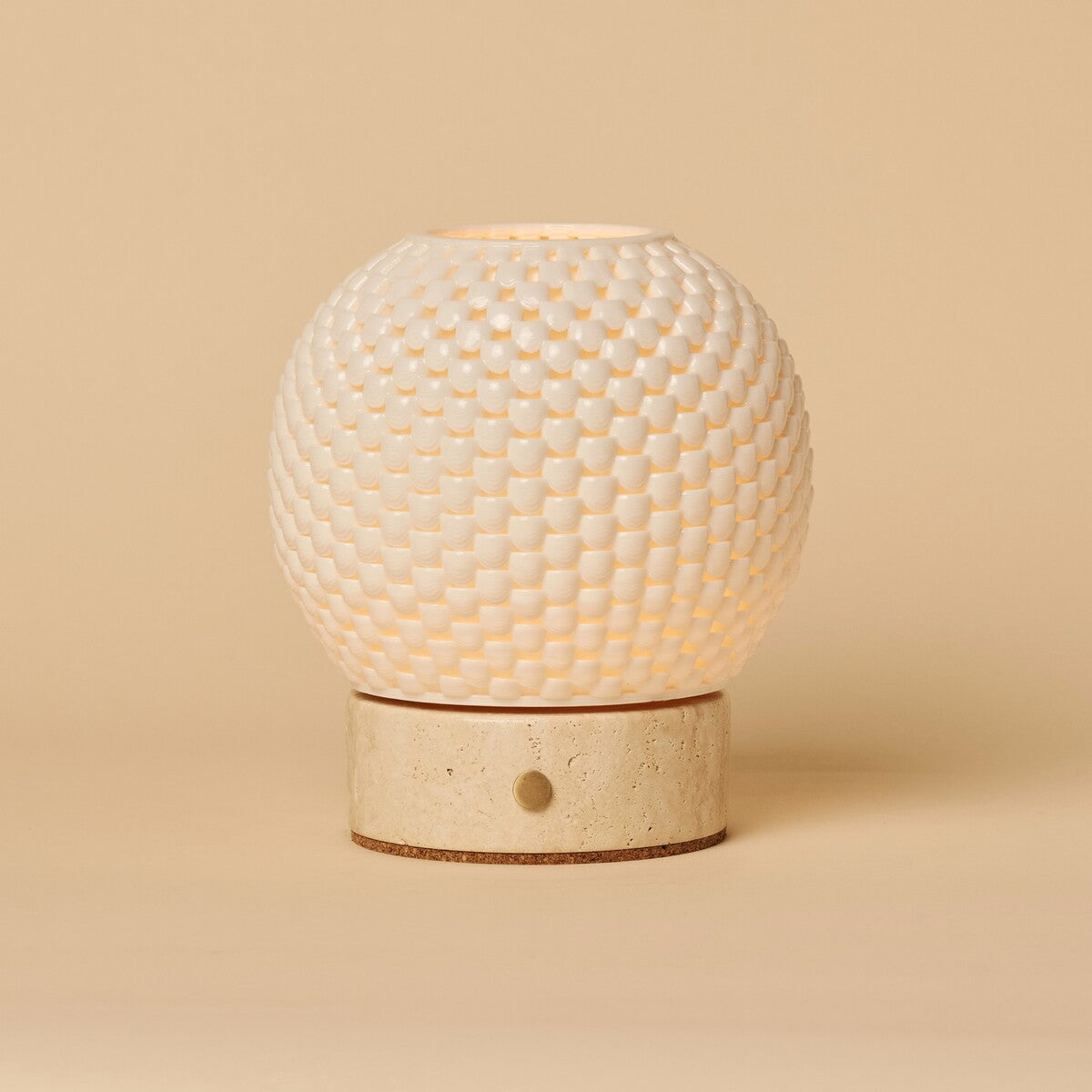 Vela Light Brown Wooden Wireless Table Lamp | 3D-Printed Porcelain, Dimmable & Up to 100 Hours of Light