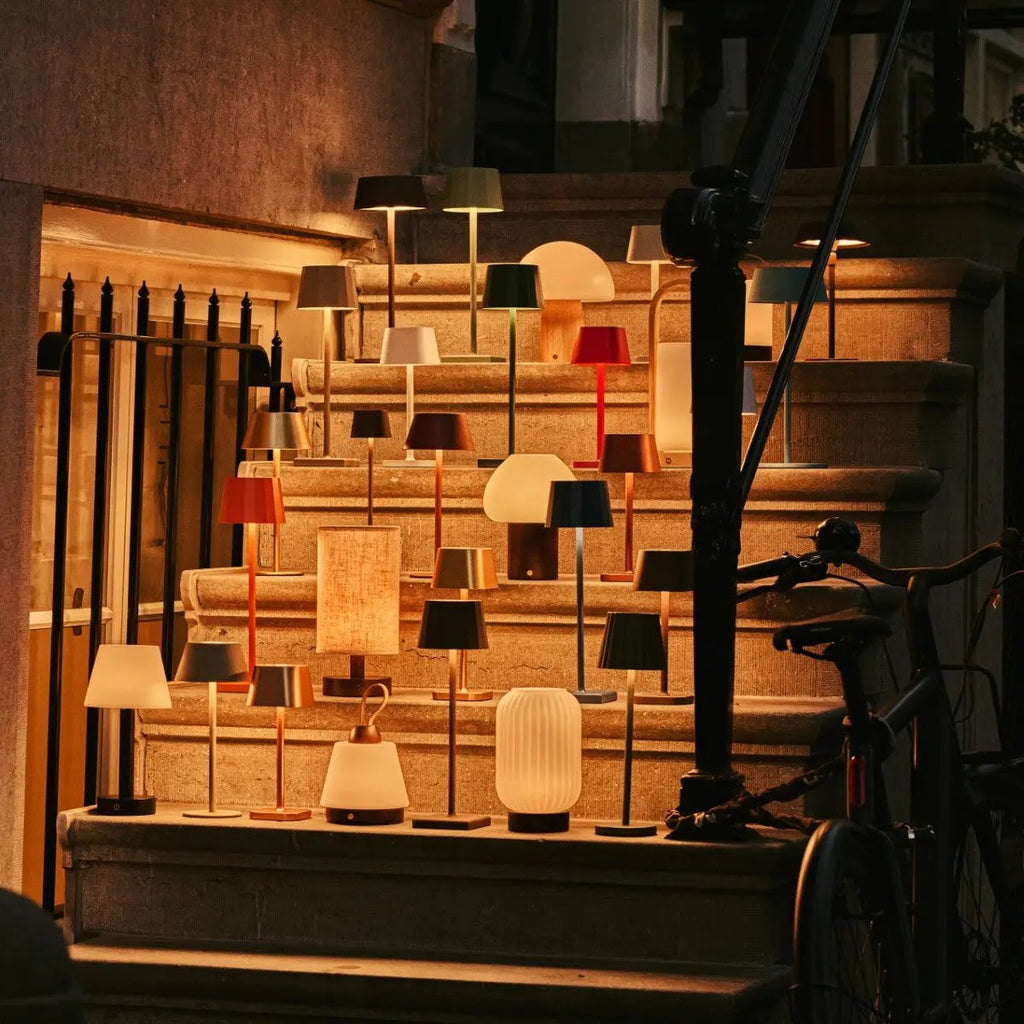 Yalisa Light Brown Rechargeable Table Lamp | Modular, Linen Blend & Dimmable