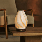 Terra Dark Brown Wooden Rechargeable Table Lamp | Dimmable, 3 Light Colors & Wireless