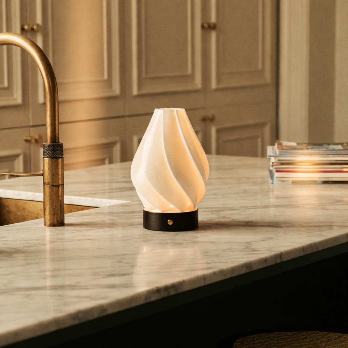 Terra Dark Brown Wooden Rechargeable Table Lamp | Dimmable, 3 Light Colors & Wireless