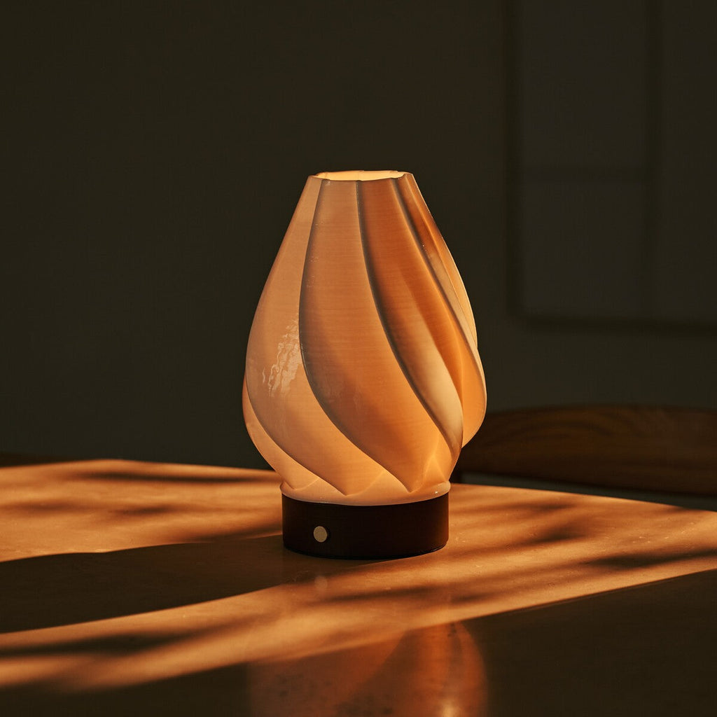 Terra Dark Brown Wooden Rechargeable Table Lamp | Dimmable, 3 Light Colors & Wireless