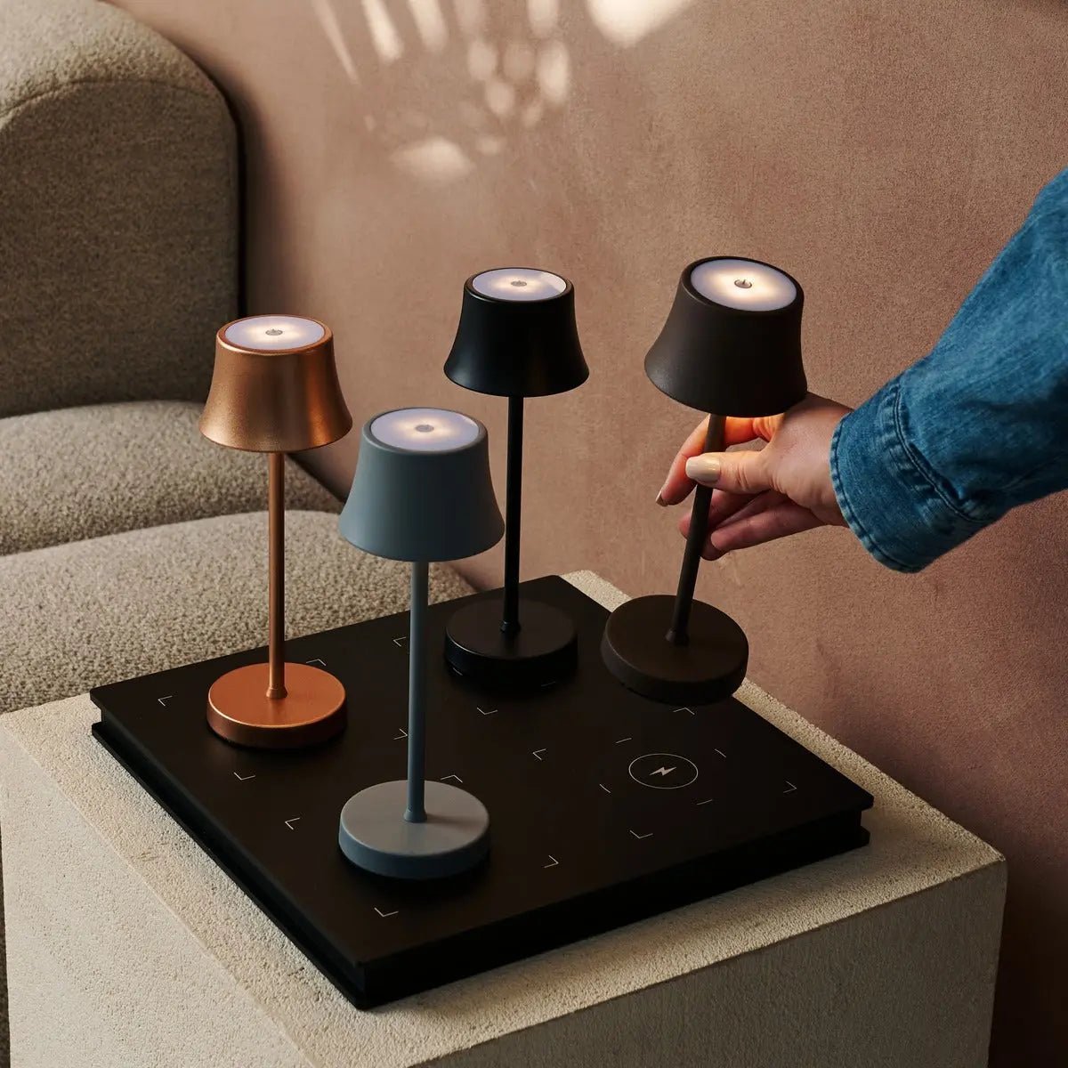 The Pipe Mini Copper Rechargeable Table Lamp | Cordless Rechargeable, Dimmable & 3 Light Modes