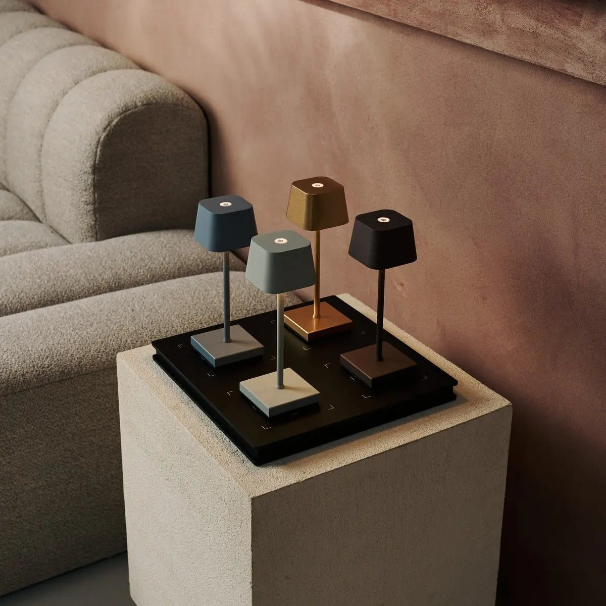 Sarphati Mini Mocha Brown Cordless Lamp | Wireless Charging via Charging Station, Dimmable & 3 Light Modes