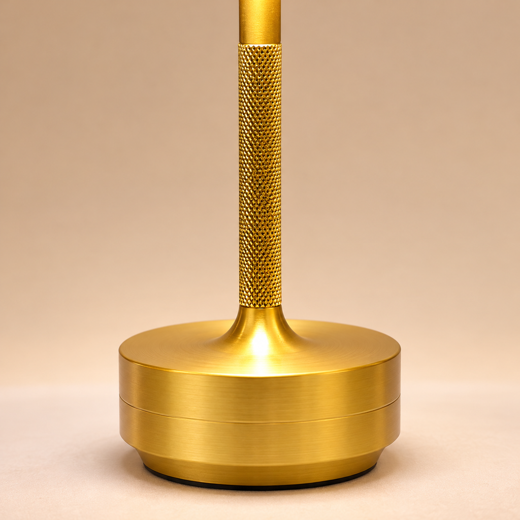Liberty Rechargeable Cordless Table Lamp - Brass - Ivory Pleated Shade [D]