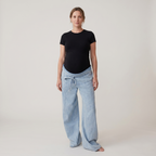 Maternity Wide Leg Jeans with Adjustable Waist - Relaxed Denim