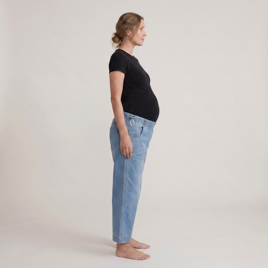 Maternity Wide Leg Jeans with Adjustable Waist - Relaxed Denim