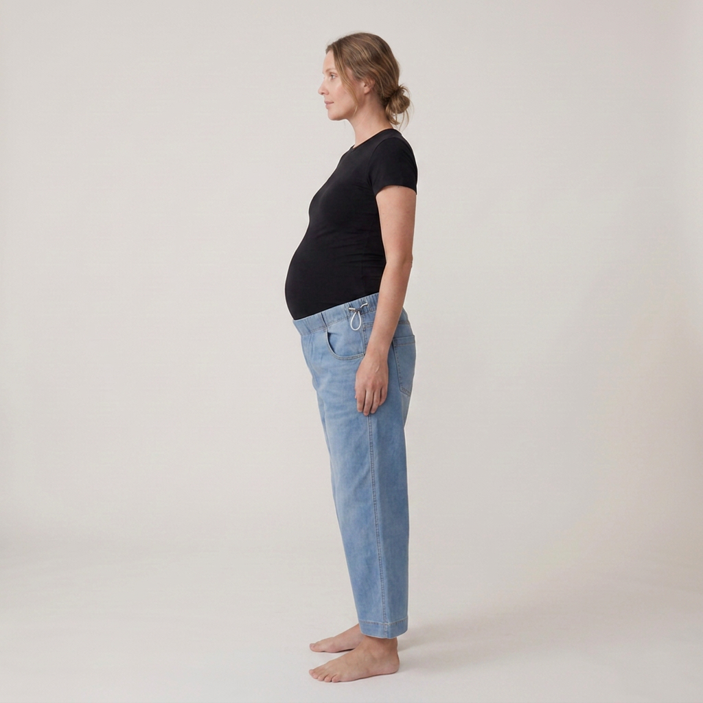 Maternity Wide Leg Jeans with Adjustable Waist - Relaxed Denim