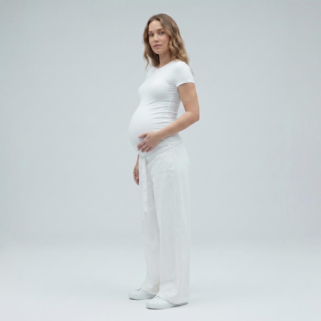 Maternity Wide Leg Jeans with Adjustable Waist - Relaxed Denim