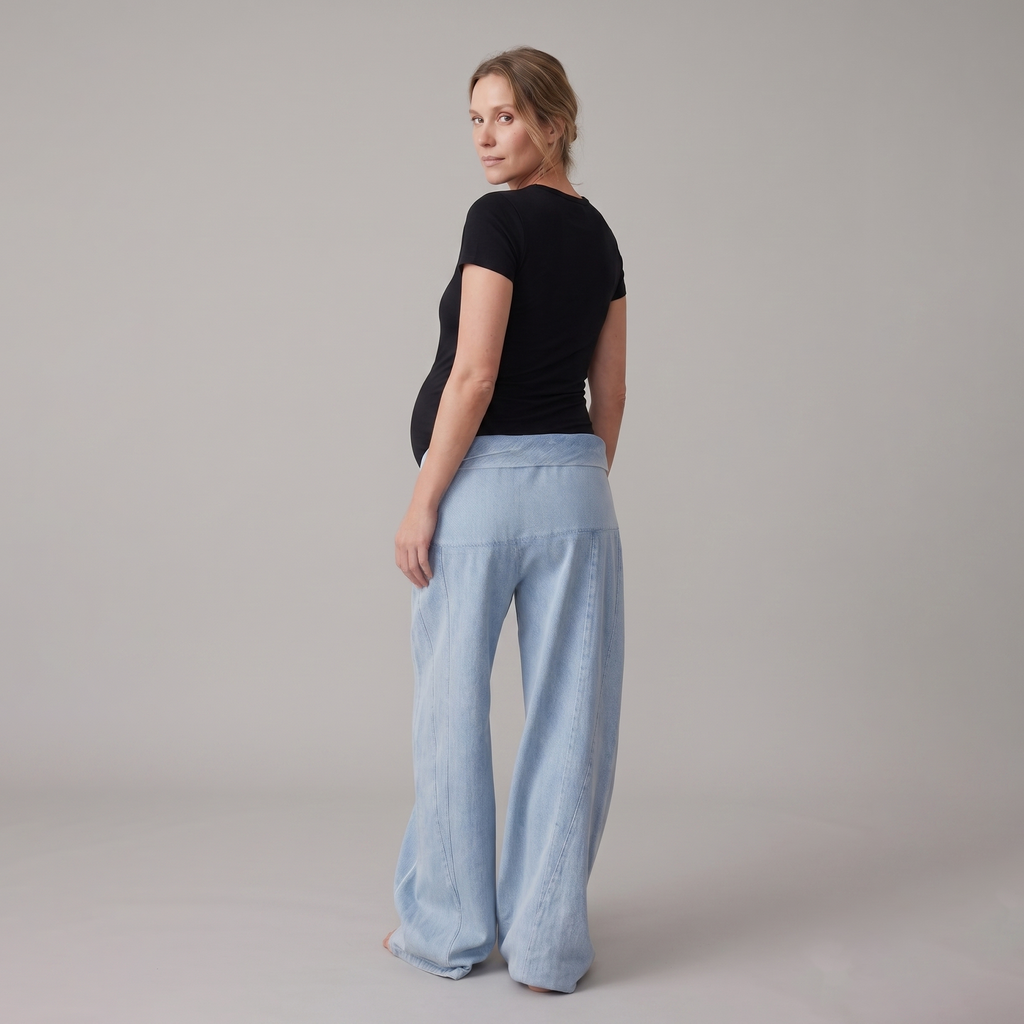 Maternity Wide Leg Jeans with Adjustable Waist - Relaxed Denim