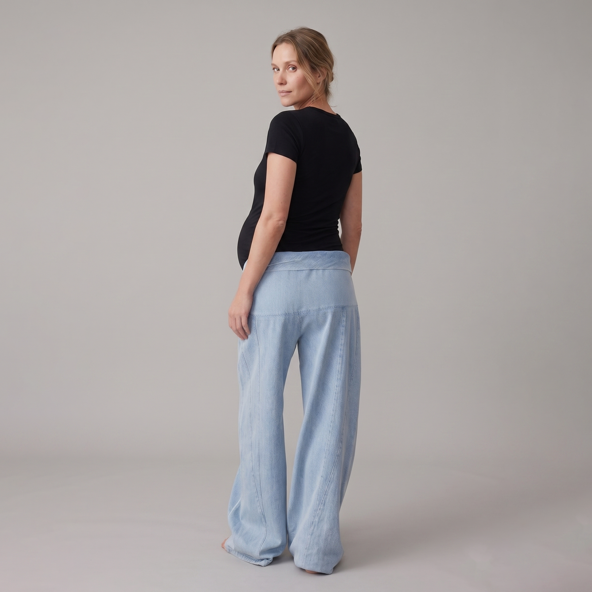 Maternity Wide Leg Jeans with Adjustable Waist - Relaxed Denim