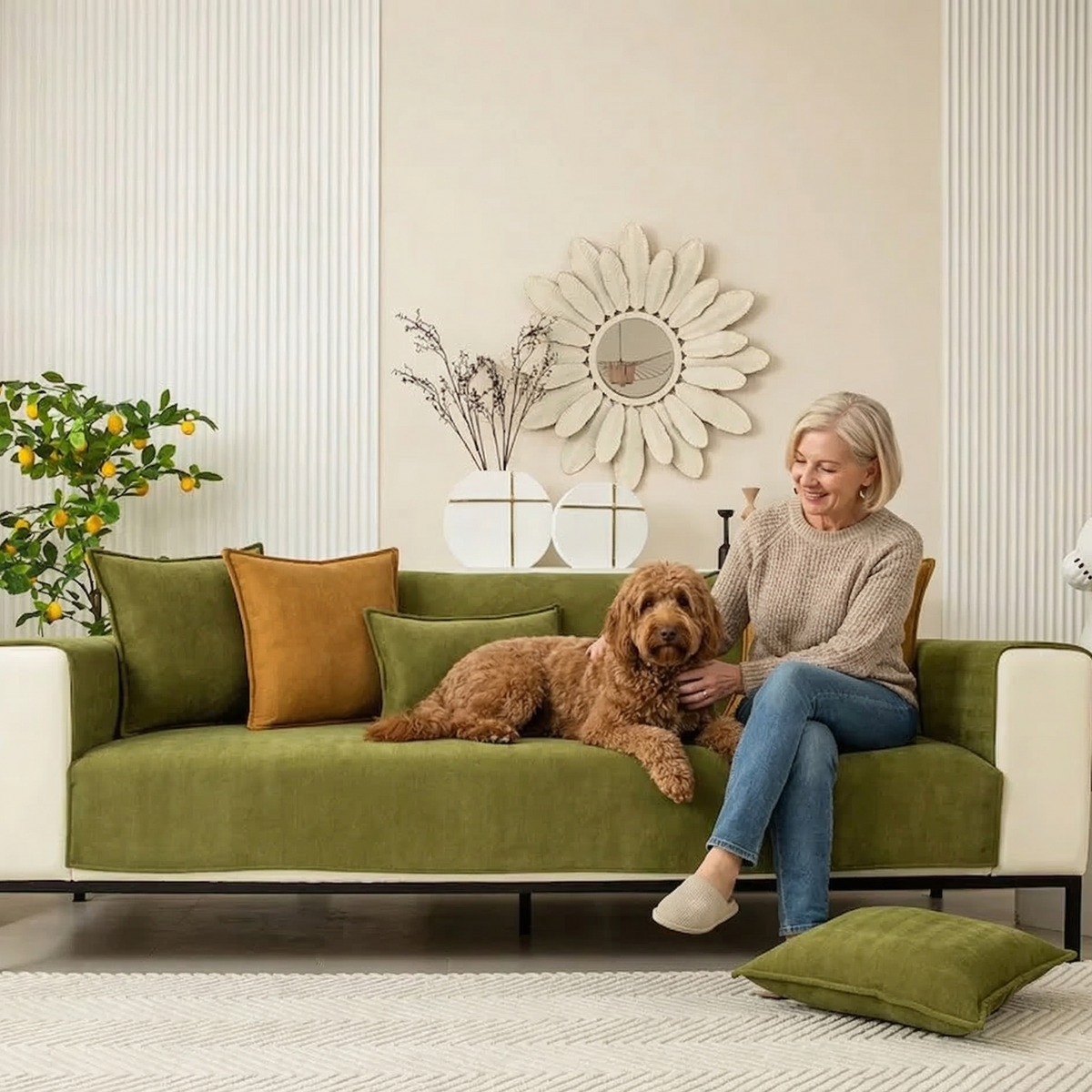 Pet-Proof Sofa Cover with Non-Slip Backing - Stretch Couch Protector