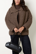 Women's Structured Knit Cardigan Coat - Chocolate Brown