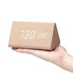 WOODSENSE – LED Wooden Clock with Voice Control for Stylish Time Display
