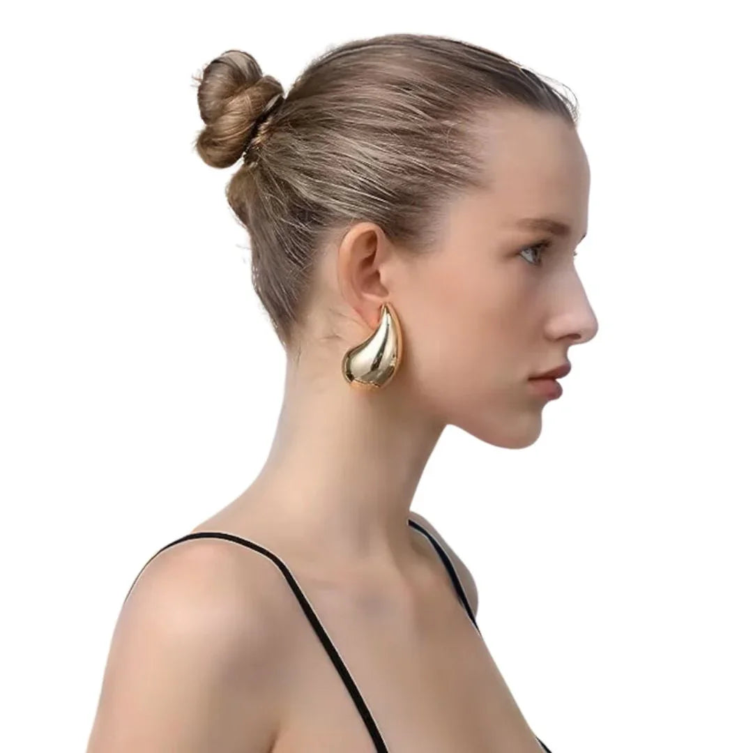 Women's Teardrop Earrings, Gold-Plated Stainless Steel