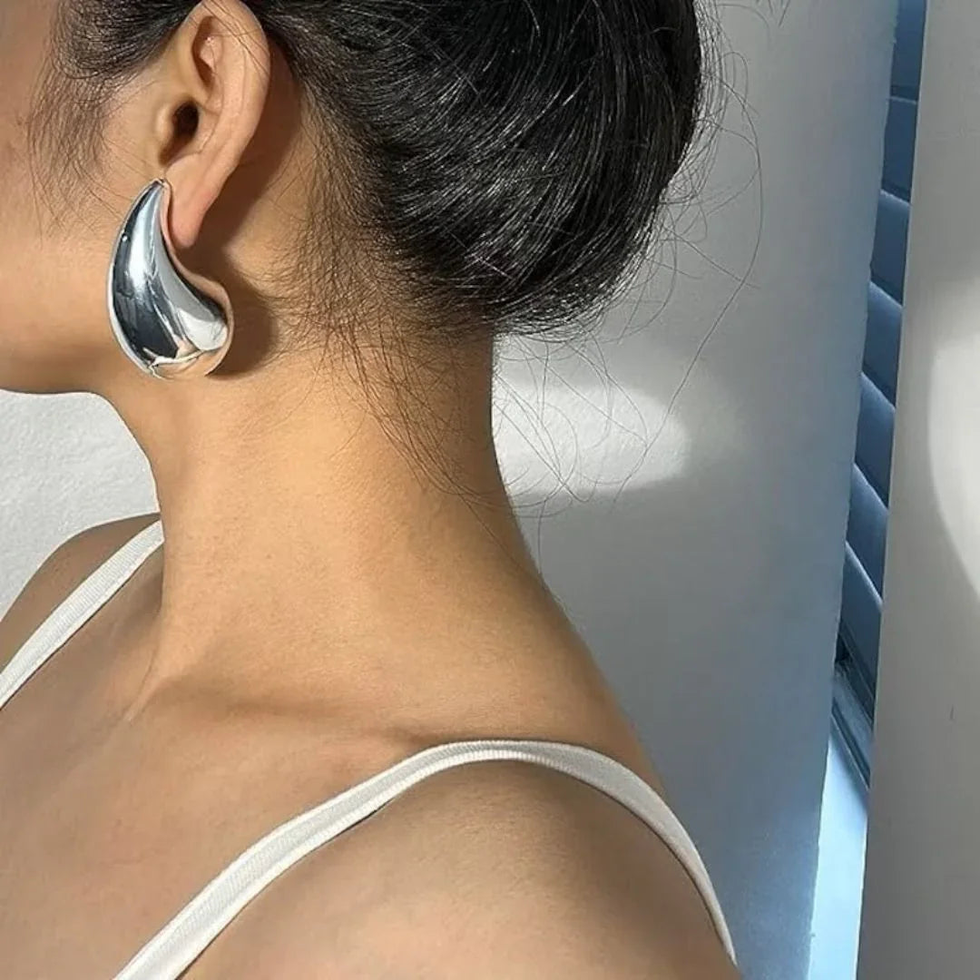 Women's Teardrop Earrings, Gold-Plated Stainless Steel