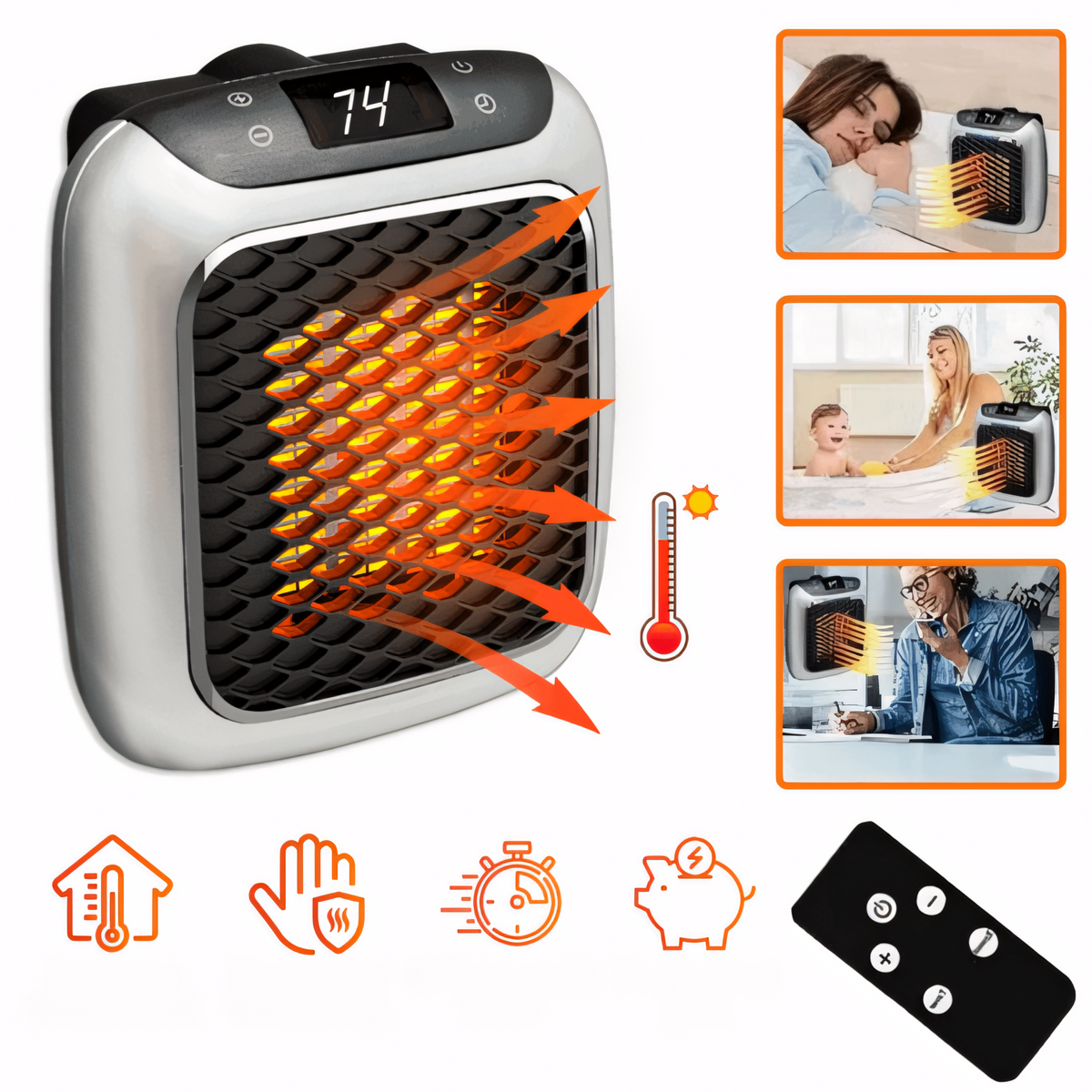 Electric Space Heater - Energy-Efficient Fast Room Warmer