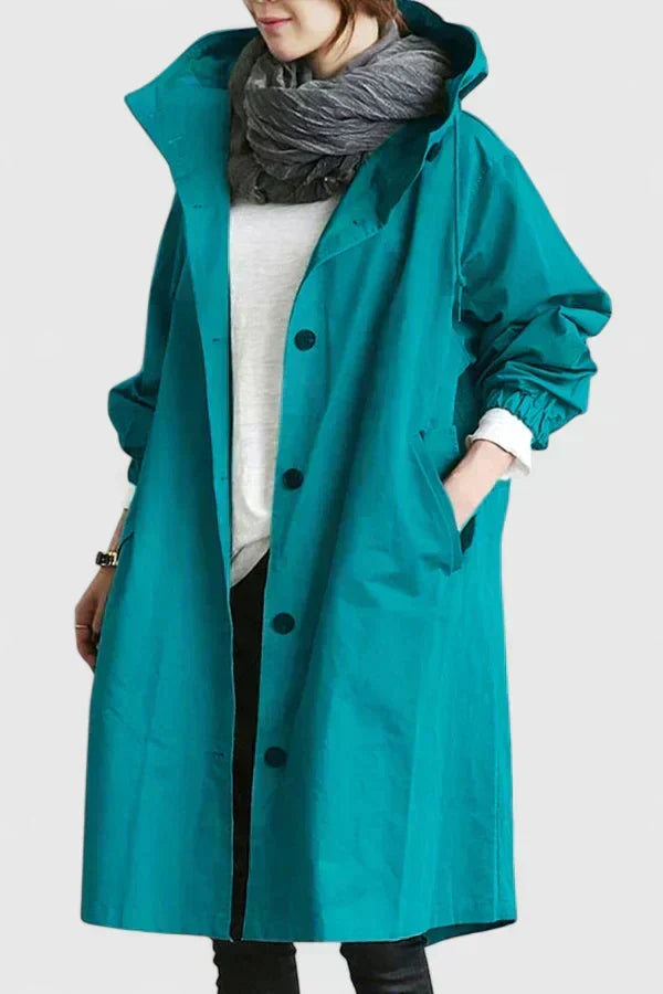 Women's Oversized Hooded Coat with Elastic Cuffs