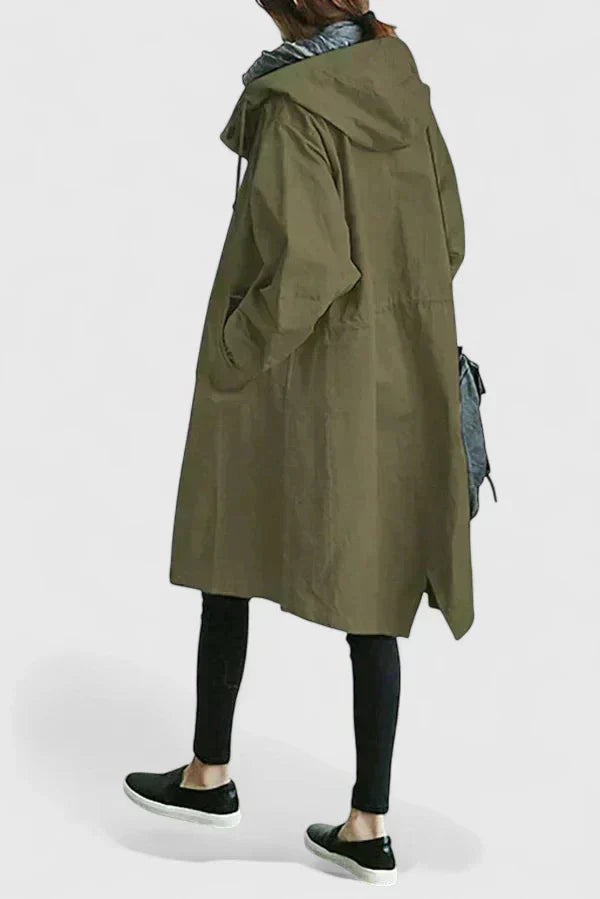 Women's Oversized Hooded Coat with Elastic Cuffs