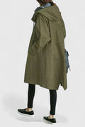 Women's Oversized Hooded Coat with Elastic Cuffs