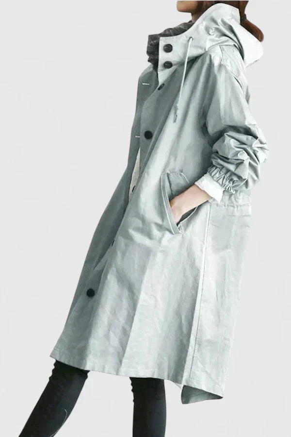 Women's Oversized Hooded Coat with Elastic Cuffs