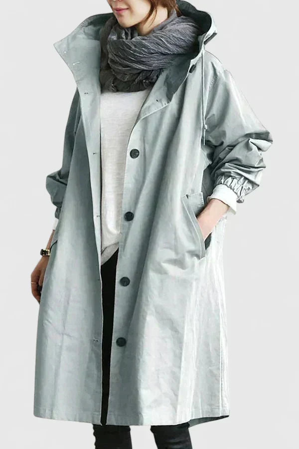 Women's Oversized Hooded Coat with Elastic Cuffs