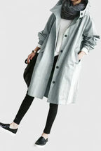 Women's Oversized Hooded Coat with Elastic Cuffs