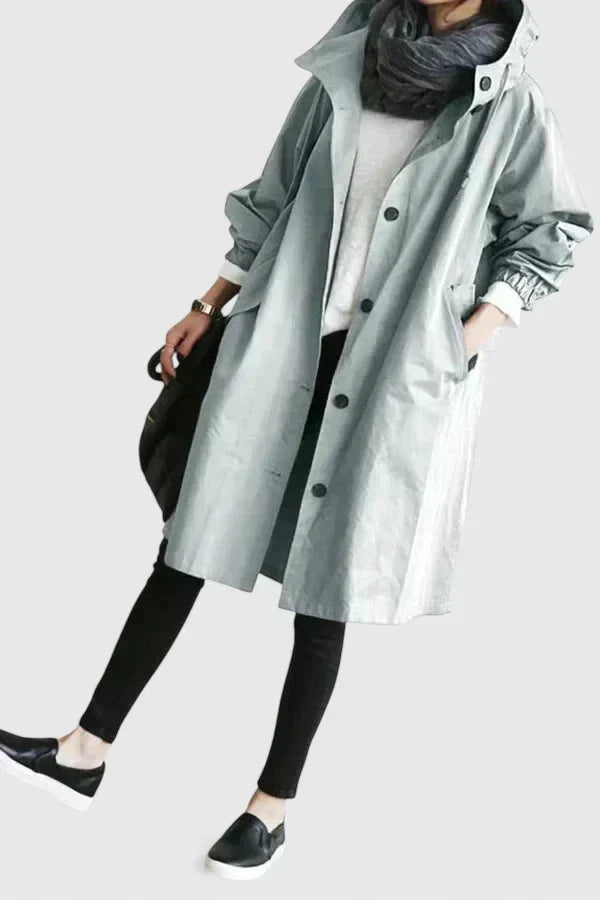 Women's Oversized Hooded Coat with Elastic Cuffs