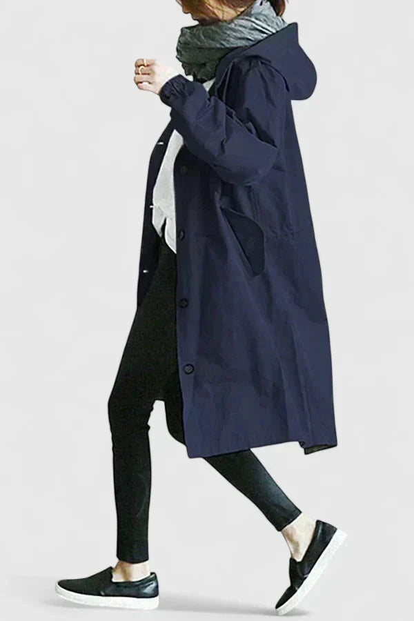Women's Oversized Hooded Coat with Elastic Cuffs