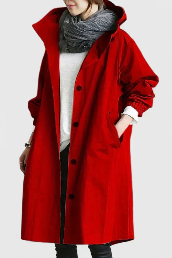 Women's Oversized Hooded Coat with Elastic Cuffs