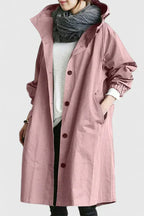 Women's Oversized Hooded Coat with Elastic Cuffs