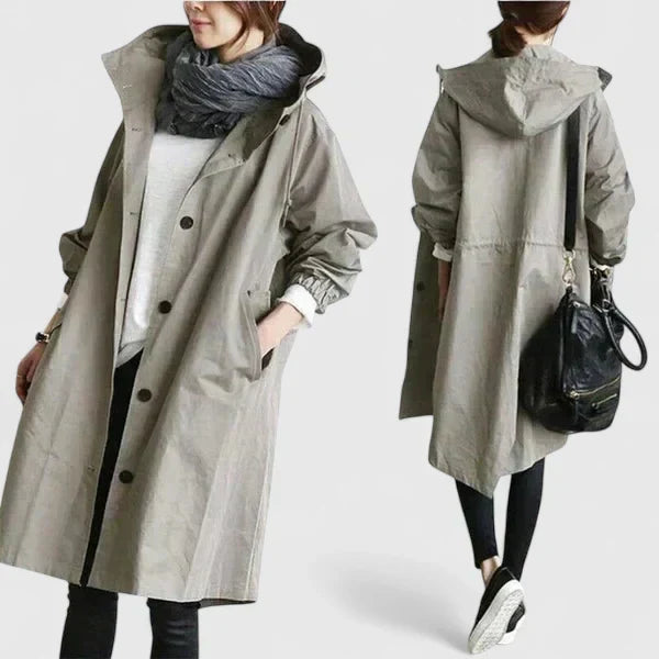 Women's Oversized Hooded Coat with Elastic Cuffs