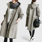 Women's Oversized Hooded Coat with Elastic Cuffs
