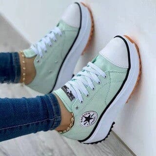 Women's Chunky Canvas Trainers with Contrast Side Stripe