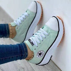 Women's Chunky Canvas Trainers with Contrast Side Stripe