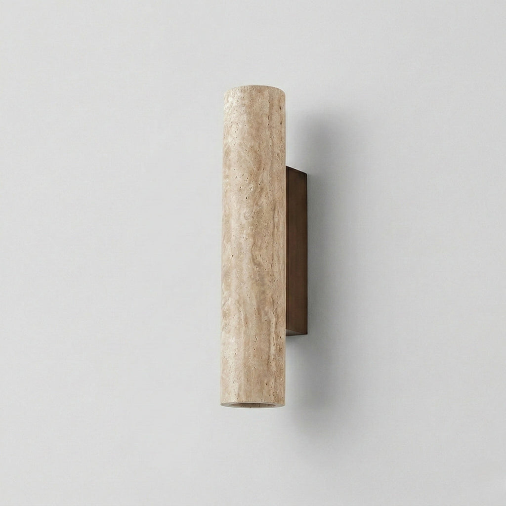 vertical minimalist travertine wall lamp