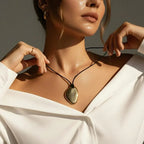 Women's Pebble Pendant Necklace in Gold or Silver-Plated Stainless Steel
