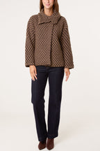 Women's Structured Knit Cardigan Coat - Chocolate Brown
