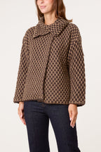 Women's Structured Knit Cardigan Coat - Chocolate Brown