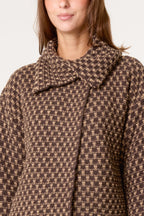 Women's Structured Knit Cardigan Coat - Chocolate Brown